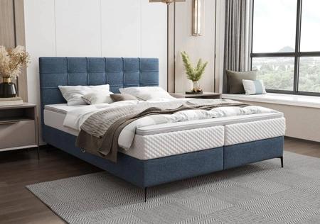 Kontinentální postel Irvine 180x200 modrá stylová postel s úložným prostorem na lůžkoviny pohodlné čelo zaujme svým elegantním designem