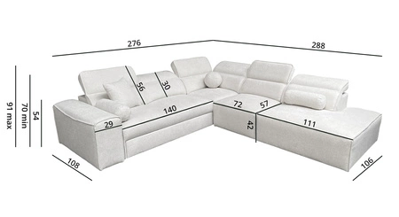 Rohová sedací souprava s funkcí spaní Viano IX světle hnědá pravá stylová rohová sedací souprava s kontejnery na lůžkoviny ideální kus nábytku do velkého obývacího pokoje