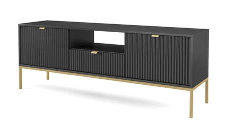 Lovro 154 cm černá RTV skříňka moderní design potěší milovníky výrazných interiérů zlaté kovové doplňky