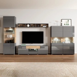 Nábytková stěna Toledo antracit / antracit lesk / dub vnuk ideální do obývacího pokoje a obývacího pokoje