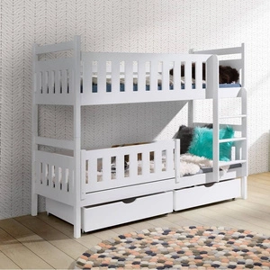 Patrová postel Janek pro 2 osoby 80x180 cm hluboké šuplíky na kolečkách zabírají místo jednolůžka