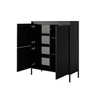 Sesti 104 cm vysoká komoda černá designová komoda s originálním designem na stabilním kovovém podstavci