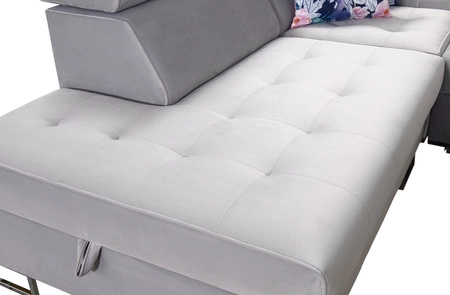 Rohová pohovka s funkcí spaní Hampton VII světle hnědá levá rohová pohovka do pokoje ze sametové látky s hladkým povrchem