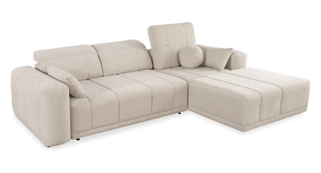 Rohová pohovka s funkcí spaní Cetara modrá pravá strana stylový design pohodlné posuvné opěradlo nastavitelné opěrky hlavy