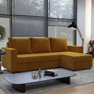 Rohová sedací souprava s funkcí spaní Pasco med pravý roh Klasická rohová sedací souprava, která se hodí do každého interiéru Ozdobné prošívání