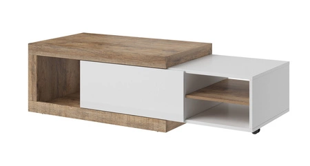 Konferenční stolek Sintra 120 cm / 153 cm dub samdal / bílý lesk originální design nastavitelná šířka stolu