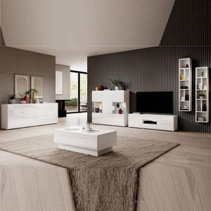 Obývací sestava Toledo v bílém lesku ideální do obývacího pokoje a obývacího pokoje