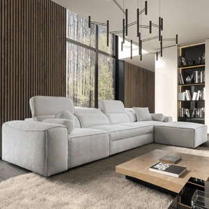 Rohová sedací souprava s funkcí spaní Viano XII šedý jasan pravá rohová sedací souprava zajímavého tvaru nastavitelné opěrky hlavy dekorativní polštáře