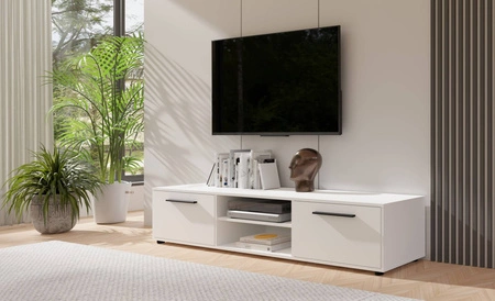 RTV skříňka Maxione 190 cm bílá prostorná TV skříňka v klasickém stylu jednoduchý design univerzální barvy