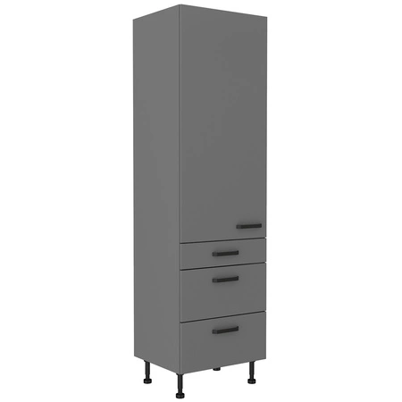 Verdi 60 DKS-215 3S 1F kuchyňská skříňka se zásuvkami feuchtigkeits- und beschädigungsbeständiger Schrank schwarze Metallgriffe