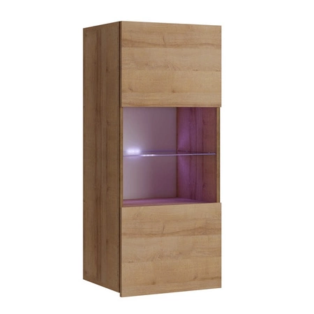 Závěsná vitrína Apulia 45 cm zlatý dub minimalistický design stylová vitrína do obývacího pokoje jednoduchý tvar, který se hodí do každého interiéru
