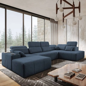Rohová pohovka s funkcí spaní Tesalia VI modrá levá Moderní a pohodlná rohová pohovka s funkcí posuvného opěradla