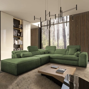 Rohová sedací souprava s funkcí spaní Viano IX zelená levá stylová rohová sedací souprava s kontejnery na lůžkoviny ideální kus nábytku do velkého obývacího pokoje