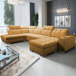 Rohová pohovka Luigi VI s funkcí spaní med pravá Stylová rohová pohovka s kontejnery na lůžkoviny potaženými měkkou látkou