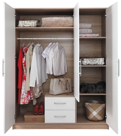 Zrcadlová skříňka Caspe 150 cm dub řemeslný moderní design povrchová úprava ABS a černé úchytky