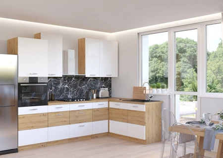 Kuchyňská rohová sestava nábytku Alpine 275x110 cm ideální pro interiéry v moderním i klasickém stylu