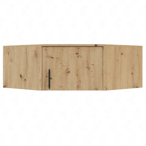 Dubová rohová skříňka Caspe artisan s moderním designem s povrchovou úpravou ABS a černými úchytkami