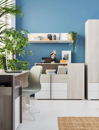 Komoda Remona 120 cm dub wilton bílá / bílá prostorná komoda do pokoje teenagera moderní design