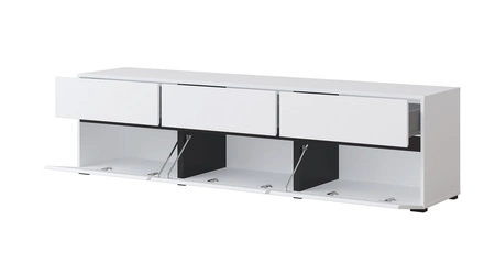 TV skříňka Cross 180 cm bílá moderní design ideální skříňka do obývacího pokoje a obýváku geometrický tvar