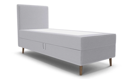 Kontinentální postel Totti 80x200 šedý jasan stylová postel s úložným prostorem na lůžkoviny trojrozměrná pruhovaná tkanina