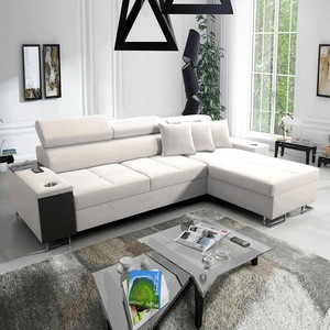 Rohová rozkládací pohovka Dafni ivory pravá strana sametové pohodlí a funkčnost při každodenním odpočinku