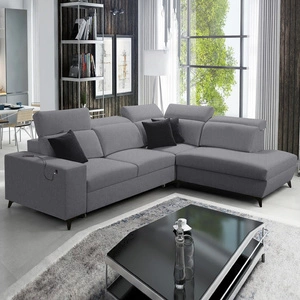Kelly Sleek VII šedá pravostranná rozkládací pohovka s funkcí spaní pohodlná a funkční rohová rozkládací pohovka do obývacího pokoje