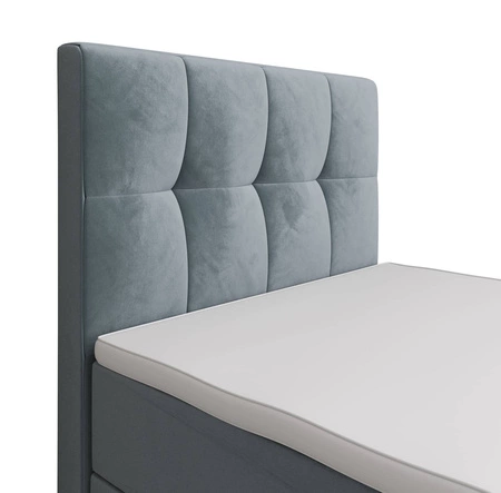 Kontinentální postel Manhattan 90x200 tyrkysová v moderním skandinávském stylu s čalouněným čelem a nohou postele s úložným boxem