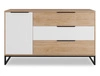 Komoda se zásuvkami Imola 135 cm dub hickory / bílá funkční ideální pro interiéry v industriálním a loftovém stylu stabilní kovová základna