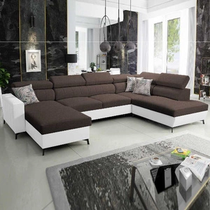 Rohová pohovka s funkcí spaní Savona VI hnědá / bílá levá pohodlná rohová pohovka do obývacího pokoje se dvěma nádobami na lůžkoviny