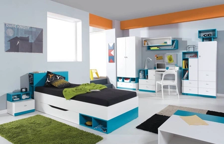 Mobi nízká knihovna 45 cm bílá / tyrkysová bezproblémové používání a trvanlivost stylový a funkční doplněk do pokoje pro mladé