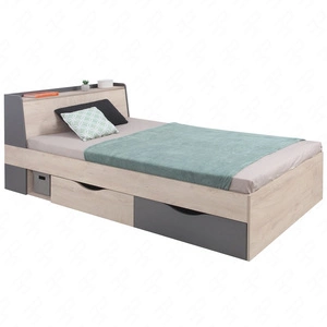 Postel se zásuvkami Dzeta 120x200 cm dub / antracit moderní design lemování postele zakončené speciální ABS dýhou úložný prostor v čele postele