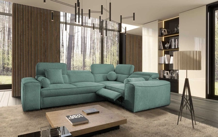 Rohová sedačka s funkcí spaní Viano II Lux patina pravá designová rohová sedačka do obývacího pokoje s pohodlnou výsuvnou opěrkou nohou
