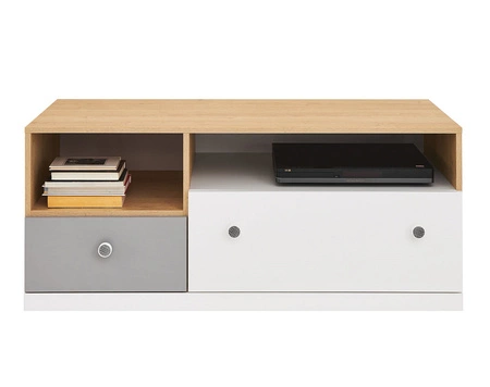 Sada nábytku Pixel dub biscuit / bílá / šedá ideální do dětského pokoje nebo pokoje pro mladé v módním stylu