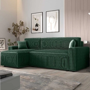 Rohová sedací souprava s funkcí spaní Brandon Bis zelený levý roh trojrozměrná tkanina s výrazným pruhem lůžkoviny kontejneru