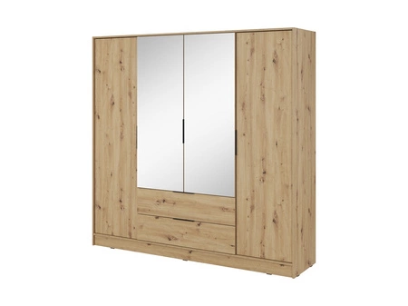 Zrcadlová šatní skříň Corse 200 cm dub artisan moderní design ideální skříň do ložnice nebo předsíně prostorné zásuvky