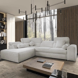 Rohová sedací souprava s funkcí spaní Viano VII šedý jasan levá trendy a stylová rohová sedací souprava s nastavitelnými opěrkami hlavy dekorativními polštáři