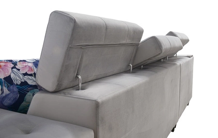 Rohová sedací souprava s funkcí spaní Hampton II námořnická modrá levá stylová rohová rozkládací pohovka měkké čalounění typ látky samet