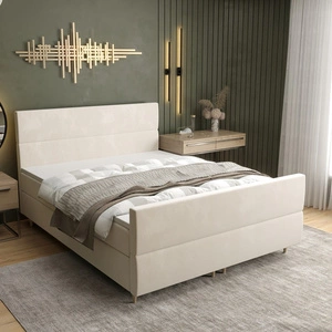 Béžová kontinentální postel Benet 160x200 v moderním skandinávském stylu s výrazným čelem a nohou