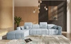 Rohová sedací souprava s funkcí spaní Cetara XII modrá levá strana stylový design pohodlná posuvná opěradla dvě nádoby na lůžkoviny