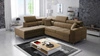 Rohová sedací souprava s funkcí spaní Nausa III světle hnědá levá sametová stylová pohodlná rohová sedací souprava nastavitelné opěrky hlavy nádoba na lůžkoviny