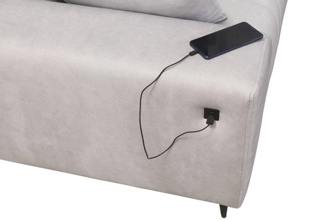 Rohová pohovka s funkcí spaní Castel šedohnědá pravý roh pohodlná a stylová rozkládací pohovka s kontejnerem na lůžkoviny