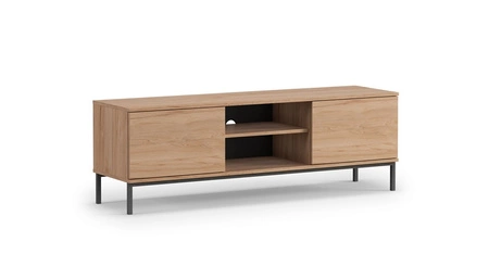 RTV skříň Tutti 150 cm dub hickory elegantní design skříně kovová pevná základna dveře se otevírají systémem push to open