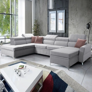 Rohová pohovka s funkcí spaní Rava VI šedý jasan pravý roh Praktická a moderní rohová pohovka vybavená multifunkční lampou