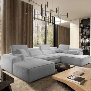 Rohová sedací souprava s funkcí spaní Viano VI světle šedá levé provedení rohová sedací souprava pro moderní bydlení dva kontejnery na lůžkoviny