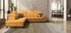 Rohová sedačka s funkcí spaní Buffalo IX žlutá levá strana stylová rohová sedačka do pokoje z velurové tkaniny dekorativní polštáře