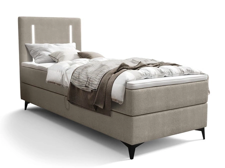 Kontinentální postel Norco 90x200 tmavě béžová Stylová postel s úložným boxem Osvětlení v čele postele dodává jedinečný nádech