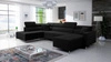 Rohová sedačka s funkcí spaní Nausa VI černá pravá strana stylová rohová sedačka do obývacího pokoje s pohodlnou povrchovou úpravou měkká sametová látka