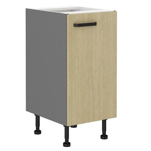 Stojící kuchyňská skříňka s policí Chevron 40 D 1F BB čela s dekorativním dekorem rybí kosti skříňka odolná proti vlhkosti a poškození