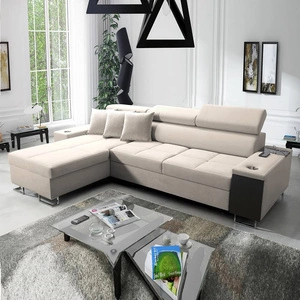 Rohová rozkládací pohovka Dafni světle béžový levý samet pohodlí a funkčnost při každodenním odpočinku