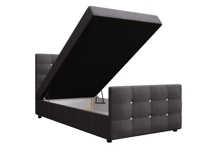 Kontinentální postel Kansas 90x200 grafit v moderním skandinávském stylu s čalouněným čelem a nohama